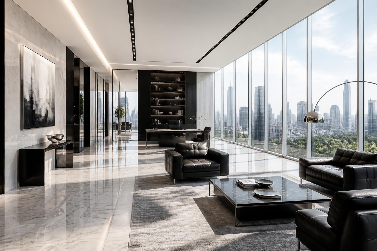 Sede corporativa moderna representando private equity e holdings